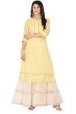 Lemon Chanderi Straight Kurta - Image 4