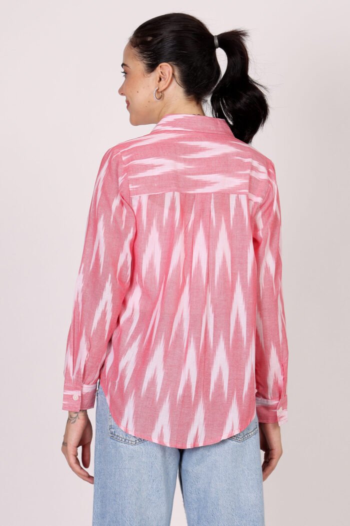 Rutba - Rose Pink Cotton Ikat Full Sleeves Shirt - Image 6