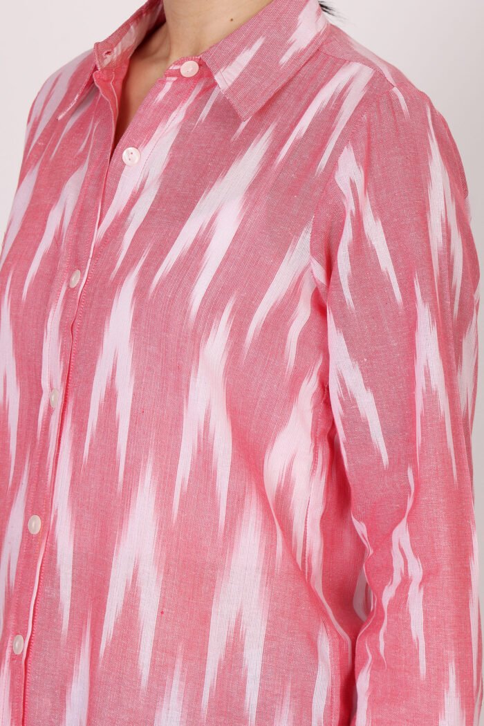 Rutba - Rose Pink Cotton Ikat Full Sleeves Shirt - Image 8