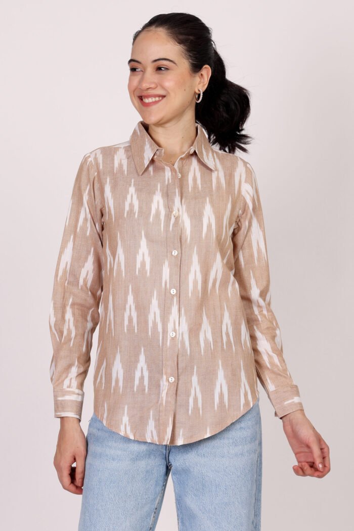 Rutba - Cotton Ikat Bash Colour Full Sleeves Shirt - Image 6