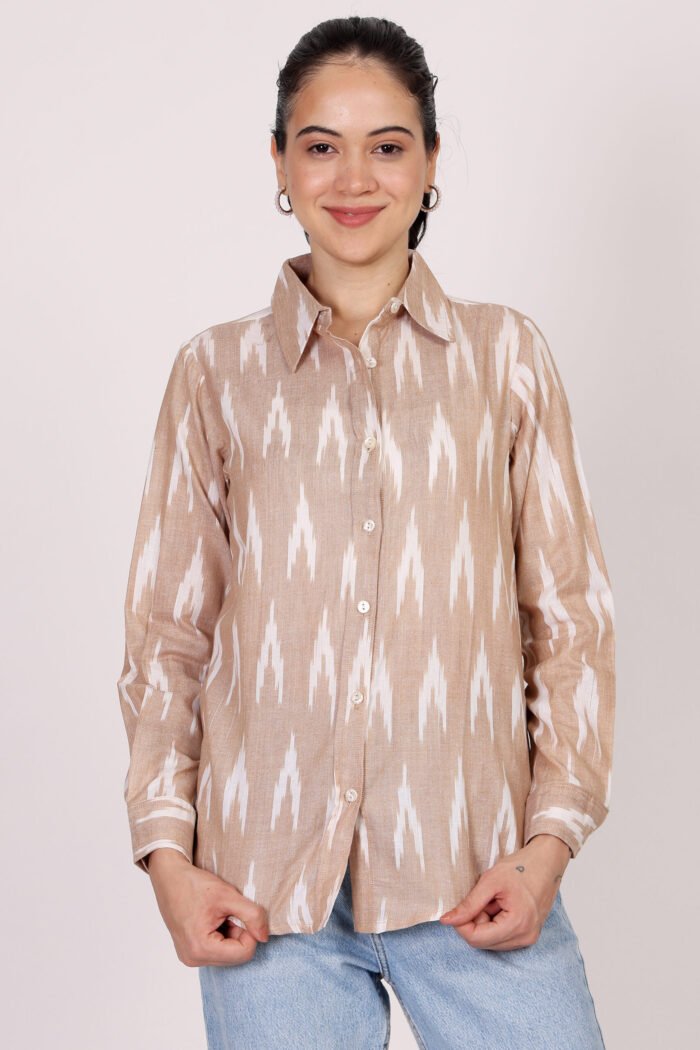 Rutba - Cotton Ikat Bash Colour Full Sleeves Shirt - Image 2