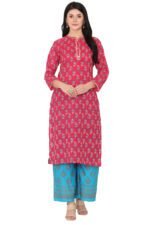 Rani Colour Cotton Straight Kurta - Image 6