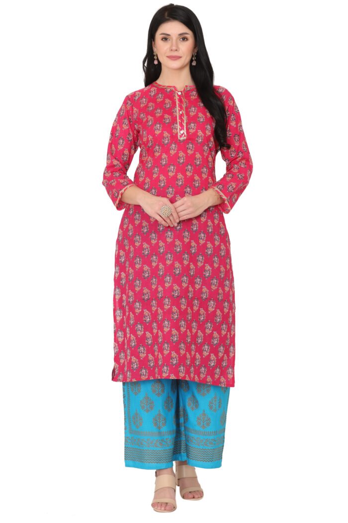 Cotton Jaipuri Print Straight Kurta - Image 6
