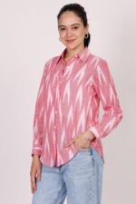 Rose Pink Cotton Ikat Shirt - Image 3