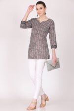 Stripes Print Cotton Short Kurti