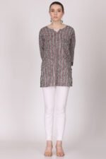 Stripes Print Cotton Short Kurti - Image 3