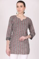 Stripes Print Cotton Short Kurti - Image 2