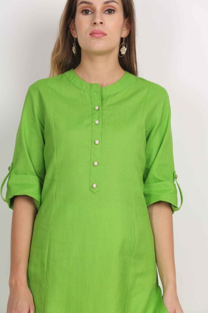Basic Soft Cotton Flex Straight Kurta having Folding Sleeves - Image 6