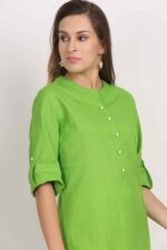 Cotton Flex Straight Kurta with Folding Sleeves - Image 5