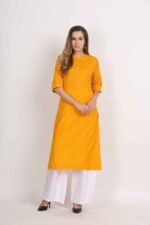 Cotton Flex Straight Kurta with Folding Sleeves - Image 6