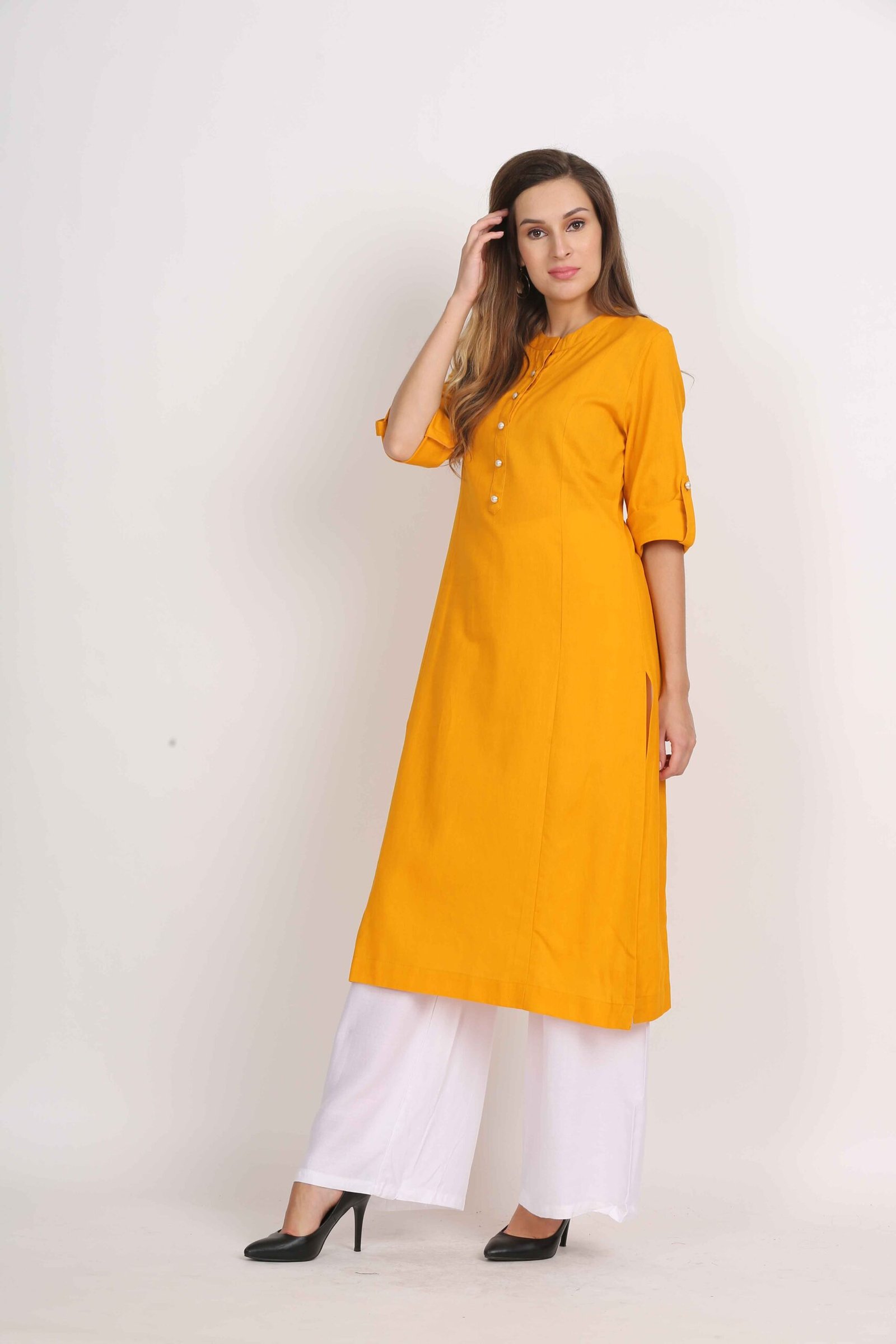 JIV0000002 (5) Cotton Flex Straight Kurta with Folding Sleeves - Image 3