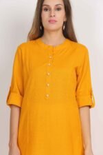 Cotton Flex Straight Kurta with Folding Sleeves - Image 2