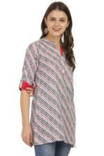 Pink Lehariya Cotton Short Kurti - Image 5