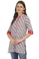 Pink Lehariya Cotton Short Kurti - Image 4