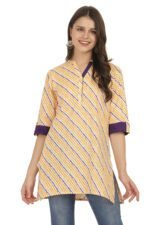 Mustard Lehariya Cotton Short Kurti - Image 4