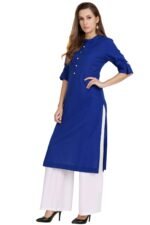 Cotton Flex Straight Kurta with Folding Sleeves - Image 5