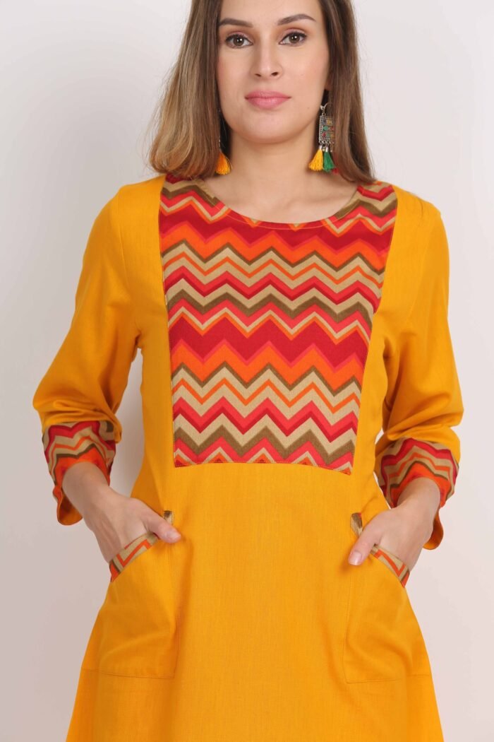 Cotton Flex A-Line Kurta with Front Pocket - Image 5