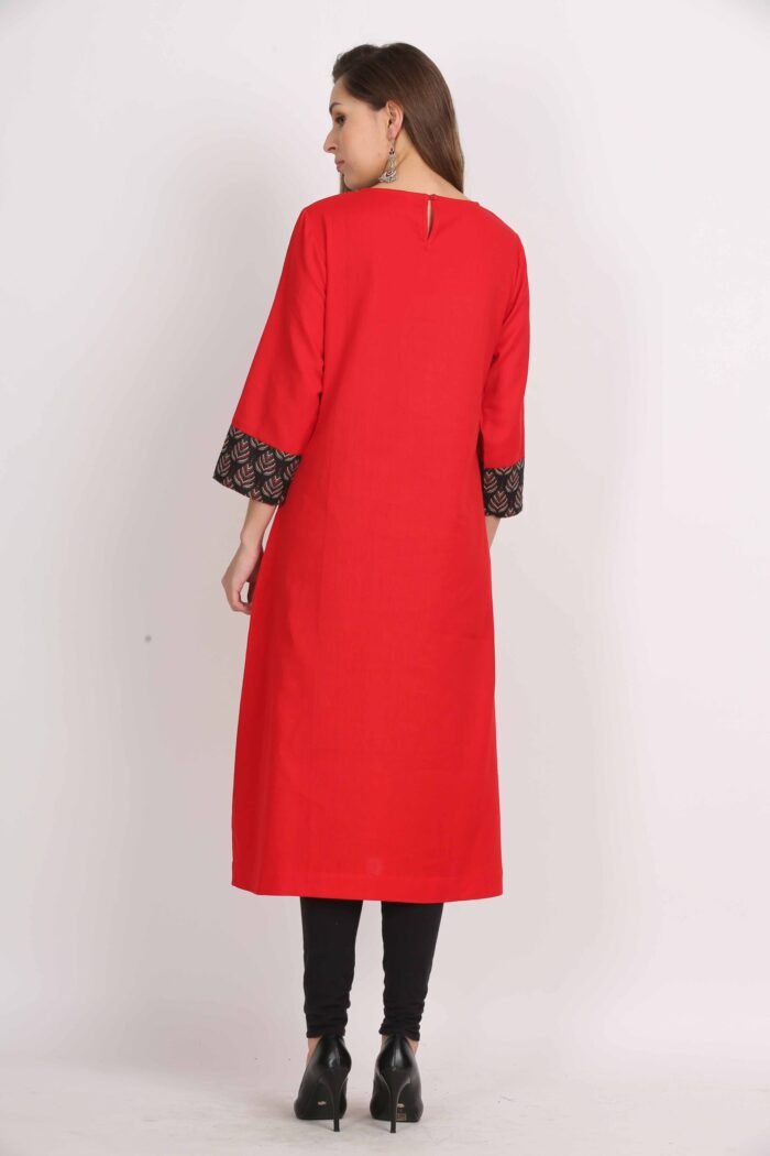 Cotton Flex A-Line Kurta with Front Pocket - Image 7