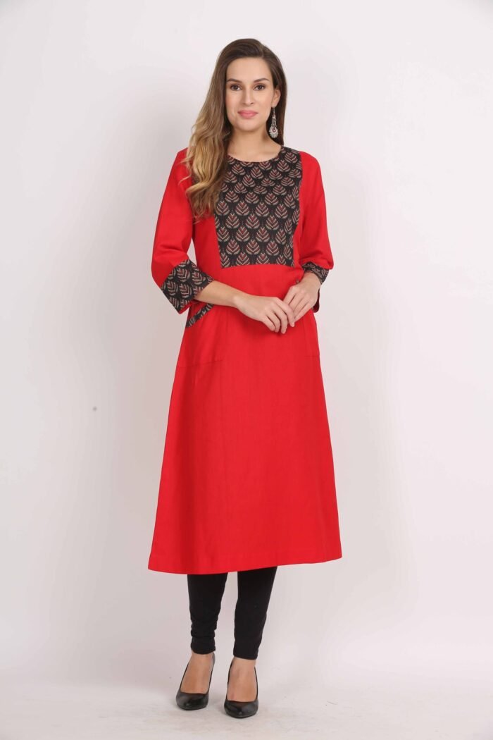 Cotton Flex A-Line Kurta with Front Pocket - Image 6