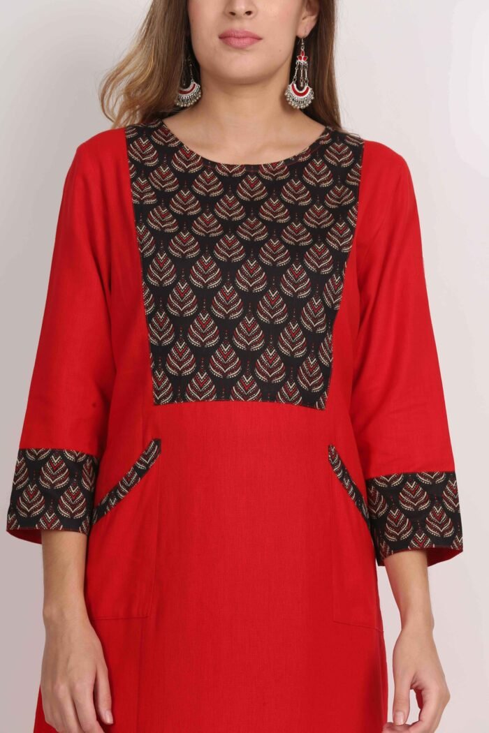 Cotton Flex A-Line Kurta with Front Pocket - Image 5