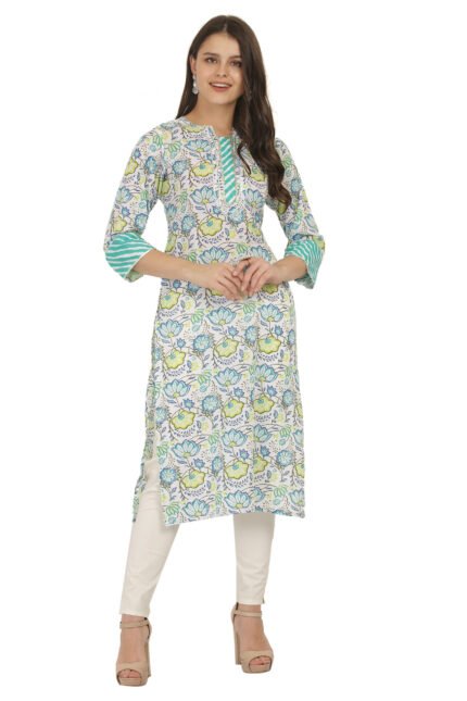 Cotton Block Print Straight Kurta