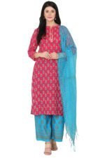 Rani Colour Cotton Straight Kurta