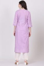 Cotton Straight Kurta with V-Neck & Side Pocket - Image 6