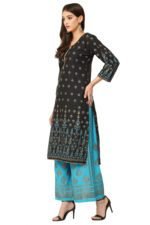 Black Cotton Straight Kurta - Image 5