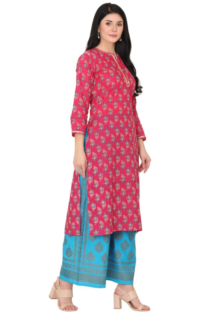 Cotton Jaipuri Print Straight Kurta - Image 3