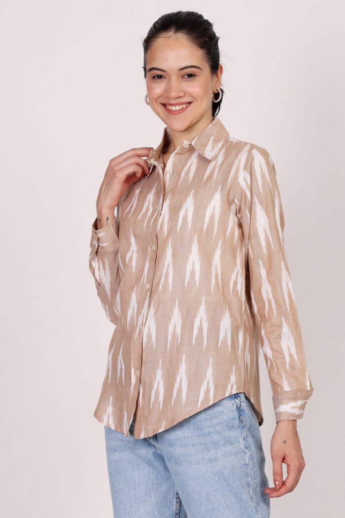 Rutba - Cotton Ikat Bash Colour Full Sleeves Shirt - Image 5