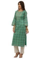 Cotton Chanderi Patola Straight Kurta - Image 3
