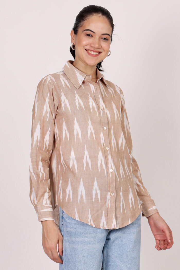 Rutba - Cotton Ikat Bash Colour Full Sleeves Shirt - Image 4