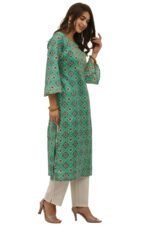 Cotton Chanderi Patola Straight Kurta - Image 4