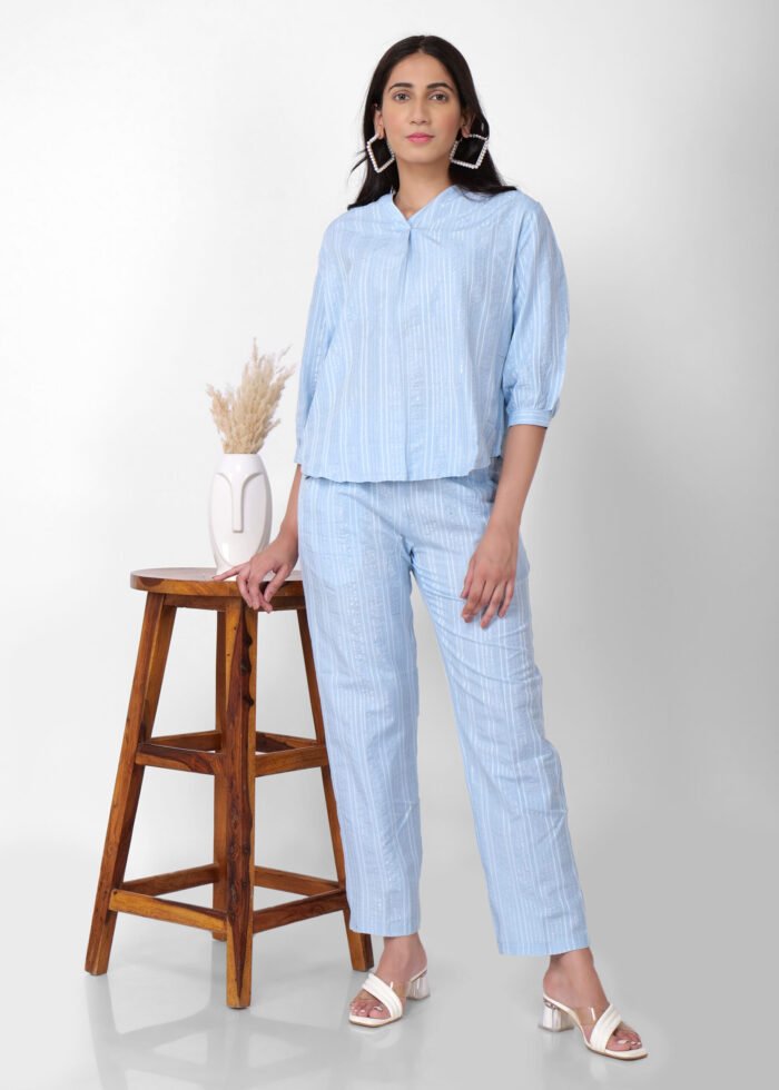 Savera - Pastel Sky Blue Comfy Coord set - Image 1