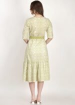 Neon Green Cotton Flared Hem Dress - Image 7