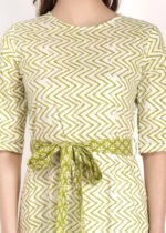 Neon Green Cotton Flared Hem Dress - Image 6