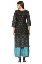 Black Cotton Straight Kurta - Image 8