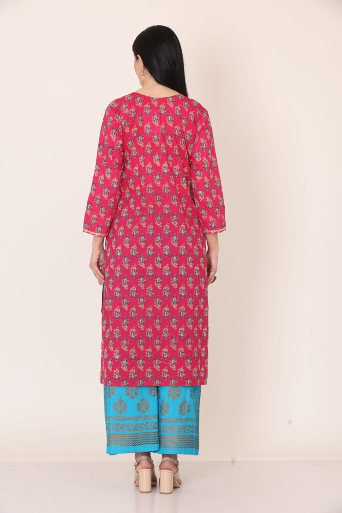 Cotton Jaipuri Print Straight Kurta - Image 8