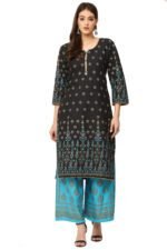 Black Cotton Straight Kurta - Image 6