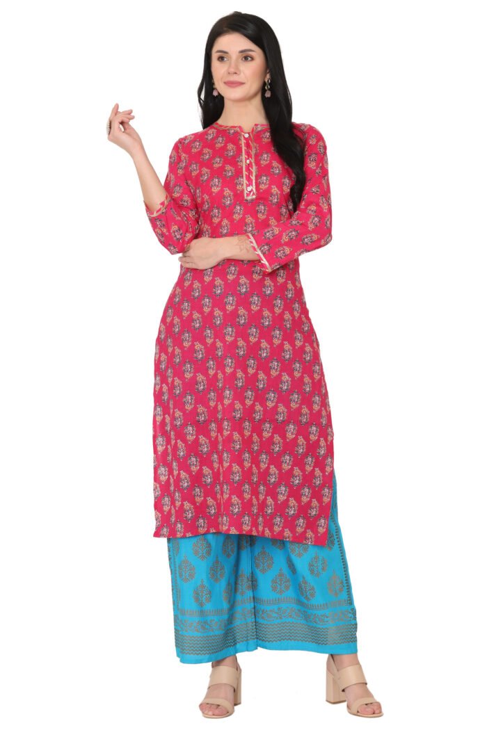 Cotton Jaipuri Print Straight Kurta - Image 4