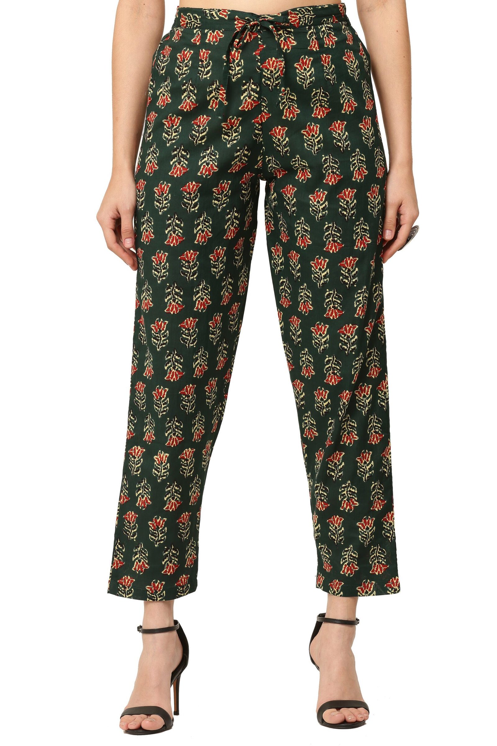 Front pose Military Green Printed Pant - Image 1