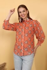 *Rust Cotton Shifli Shirt - Image 5