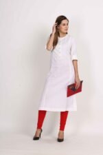 Cotton Flex Straight Kurta with Folding Sleeves - Image 15