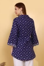 *Indigo Bandhani Embroidered Cotton Shirt - Image 6
