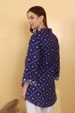 *Indigo Bandhani Embroidered Cotton Shirt - Image 7